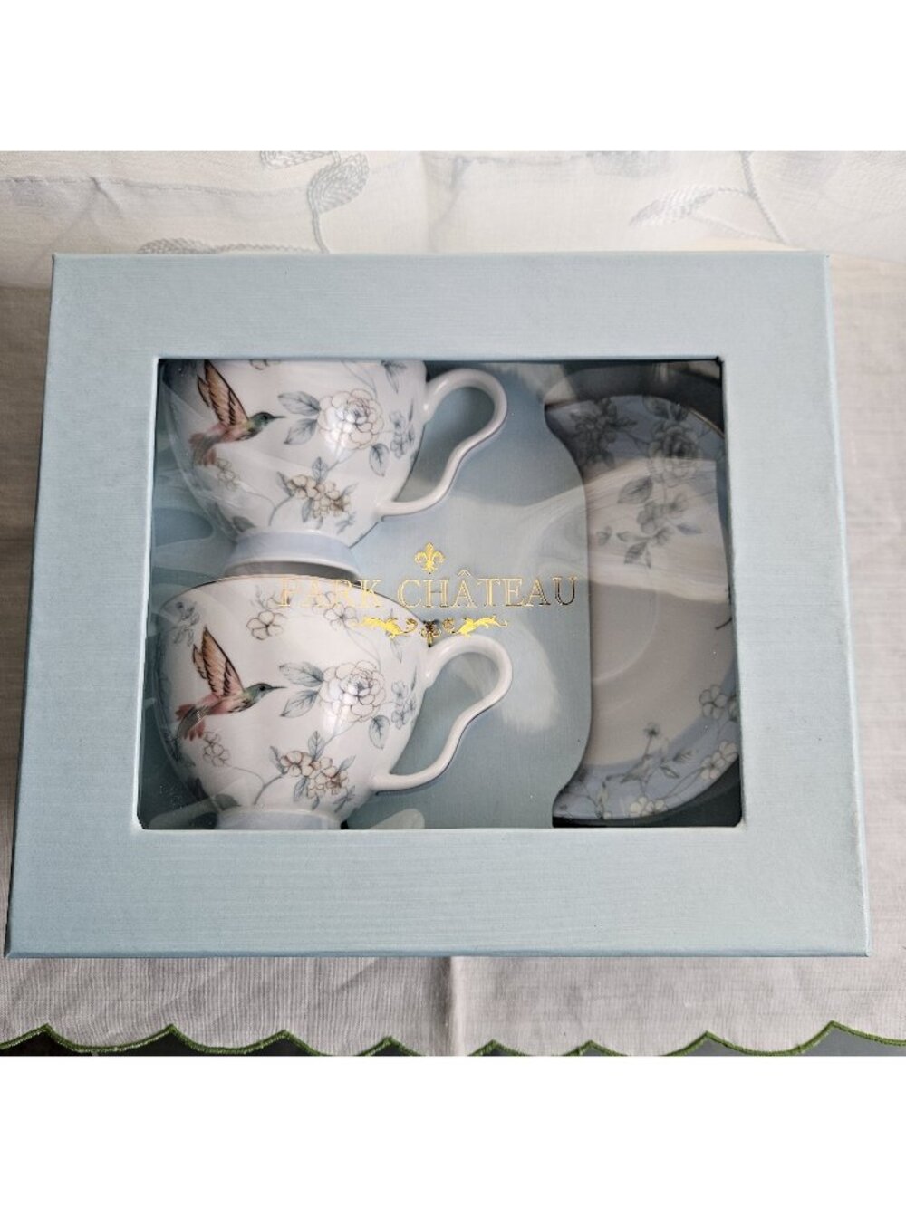 Park Chateau Birds Porcelain Teacup & Saucer Set Cottagecore NWT